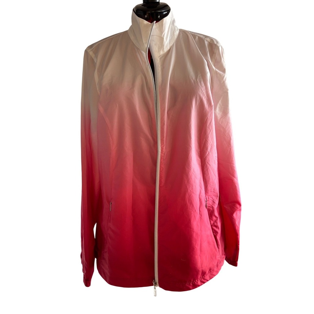 NWTO Cutter & Buck Womens‎ size Large White to Pink Ombre Jacket CB WeaterTec